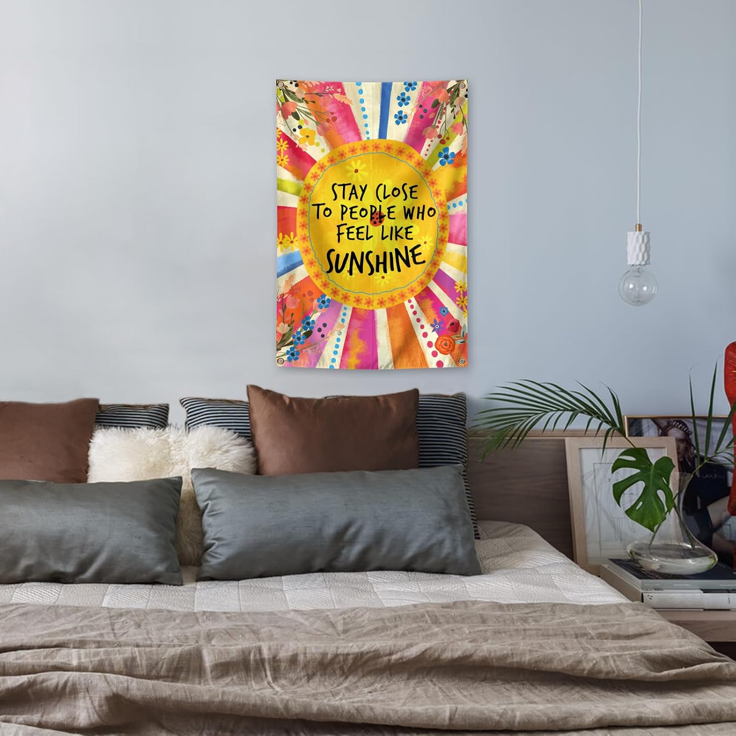 Inspirational Quotes Wall Art Stay Close to People Who Feel Like Sunshine Posters Tapestry 2x3 Ft Aesthetic Poster for Teen Boys Girls Bedroom and College Dorm Wall Decor Gifts