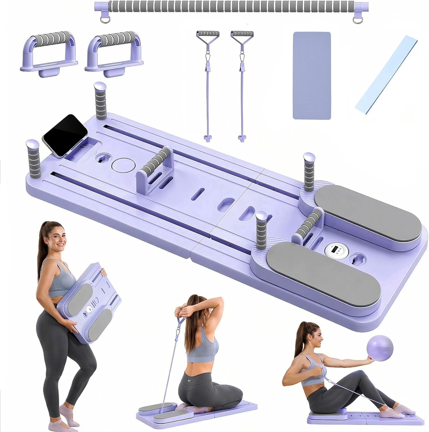 Pilates Board - Pilates Reformer Set, Multi-Purpose Foldable Pilates Reformer Board for Home, 5 in 1 Pilates Sliding Board.-image-25