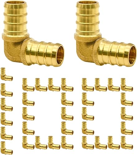 Paquete de 100 accesorios PEX de 12 pulgada, accesorios de codo PEX de latón para tubería PEX