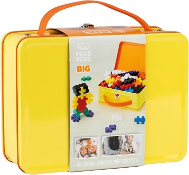 PLUS PLUS Building Set with Metal Suitcase, Open Ended Stem Toy for Toddlers and Preschool, 70 Big Interlocking Pieces (Multicolor)