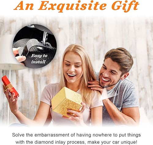 Miniatura 6 de Ziciner 4 ganchos brillantes para reposacabezas de asiento de automóvil, organizador de almacenamiento de diamantes de imitación para asiento