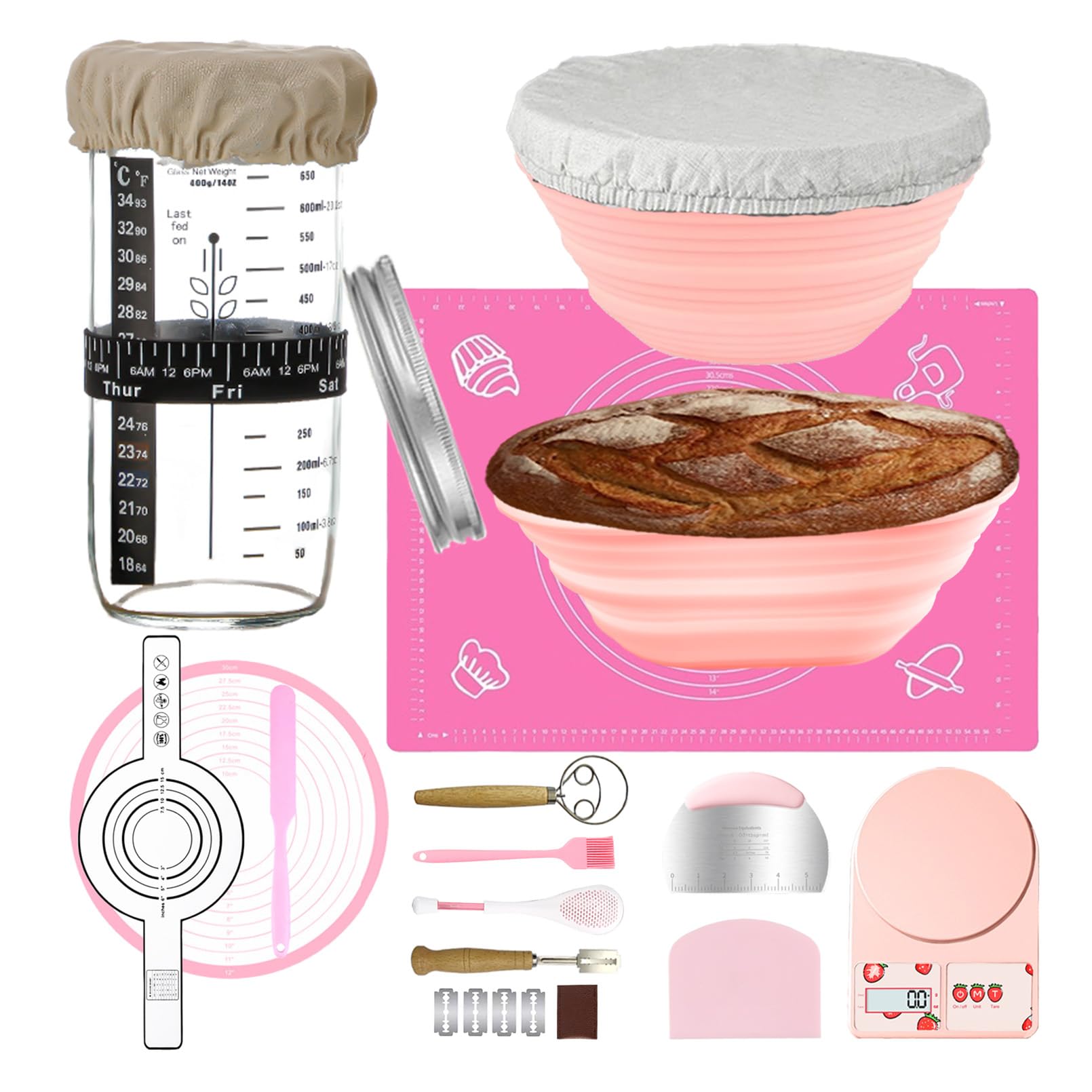 Kit per principianti a lievitazione naturale, accessori per la cottura del pane a lievitazione naturale, kit di lievitazione naturale, kit di strumenti e kit per la preparazione del pane, barattolo