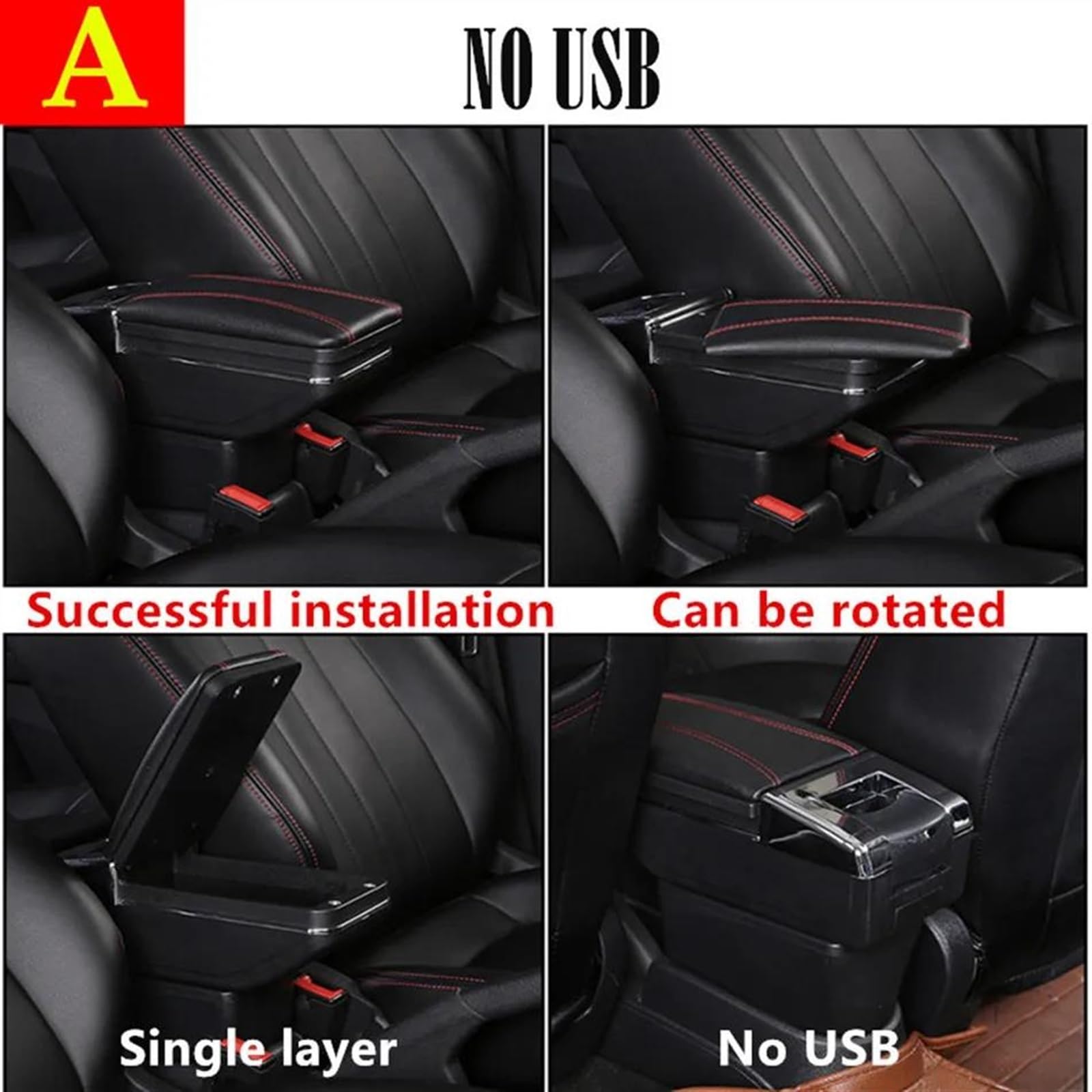 Scatola Bracciolo Con Supporto Multifunzionale Cuscino In PU Accessori Per La Modifica Degli Interni Dell'auto Per I20 2021 2022 Consolle centrale(A black line NO USB)