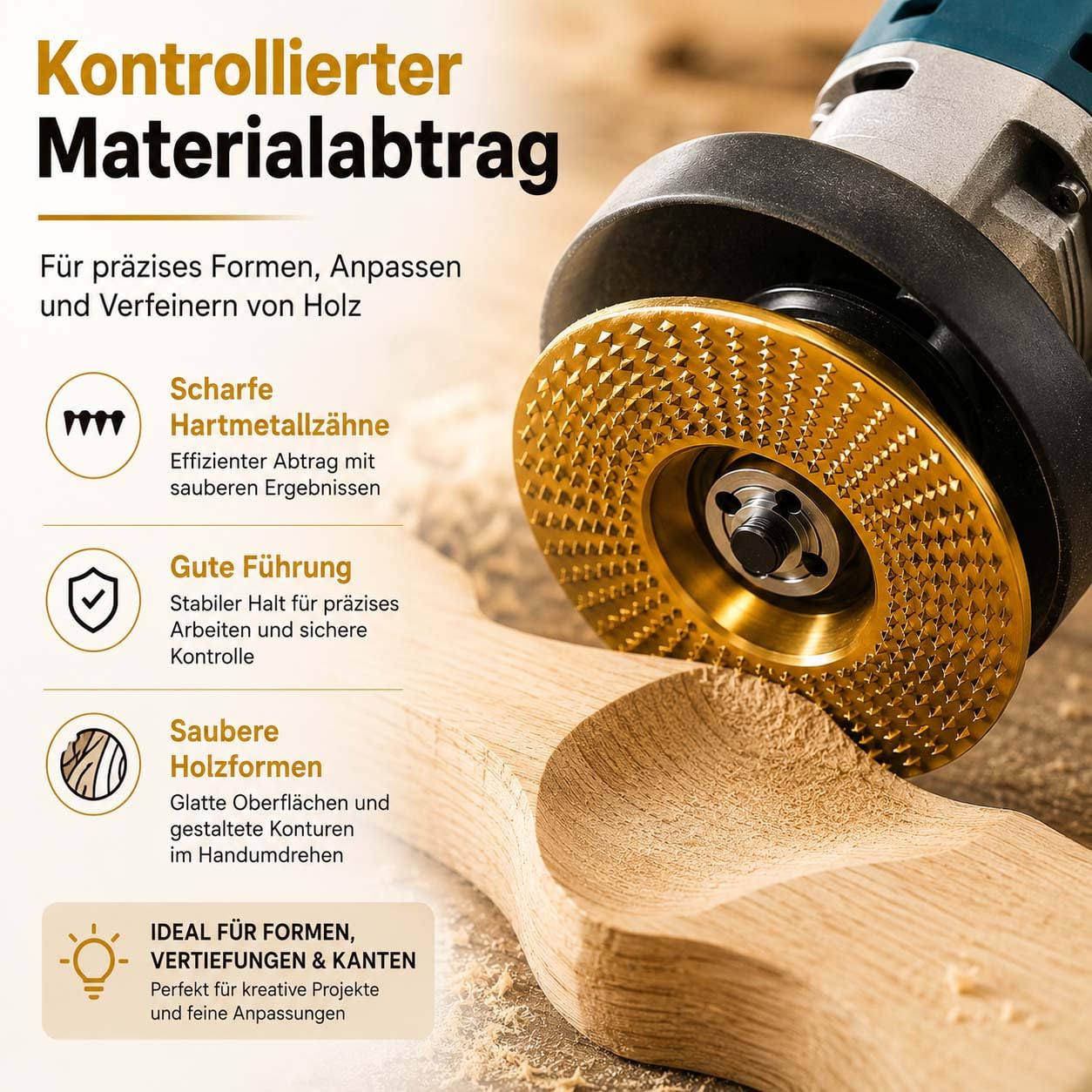 Wolframkarbid Holzschleifscheibe 125mm für Winkelschleifer, Holzschnitzscheibe mit 22,2 mm Bohrung, Raspelscheibe Holz zum Schleifen, Formen, Schnitzen, Entgraten und Trimmen von Holz (3 Mix)