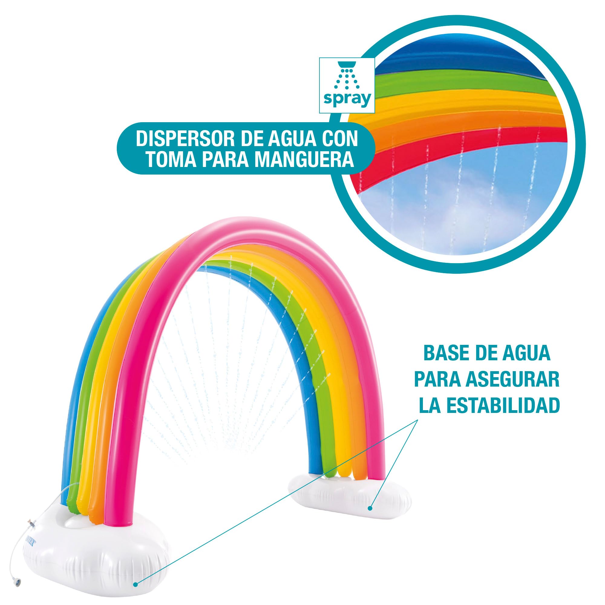 Intex Rainbow Cloud Zraszacz, Wielokolorowy, 3 x 1.09 x 1.8 m