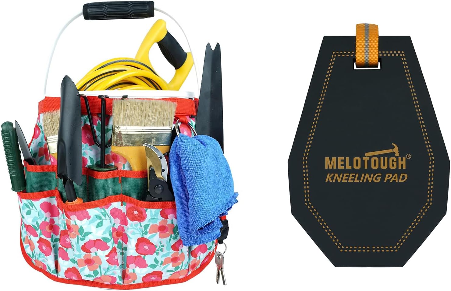 MELOTOUGH Bucket Caddy Organizer Bucket Tool Organizer for Garden Tools, Mini Kneeling Pad Portable 1 Inch Thick NBR Foam Kneeling Pads for Work