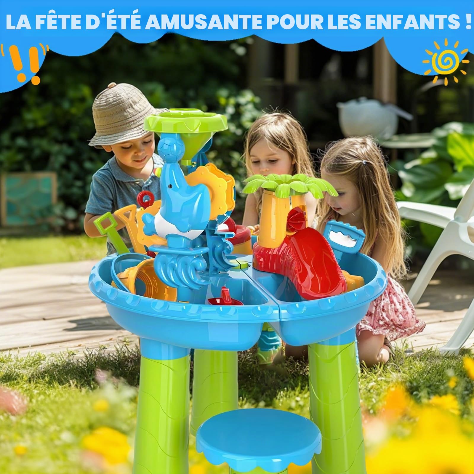Diealles Shine Table Eau Sable, Multifonctionnel Table Eau Enfant Exterieur, Table de Jeux Exterieur Enfant de 1 2 3 4 Ans