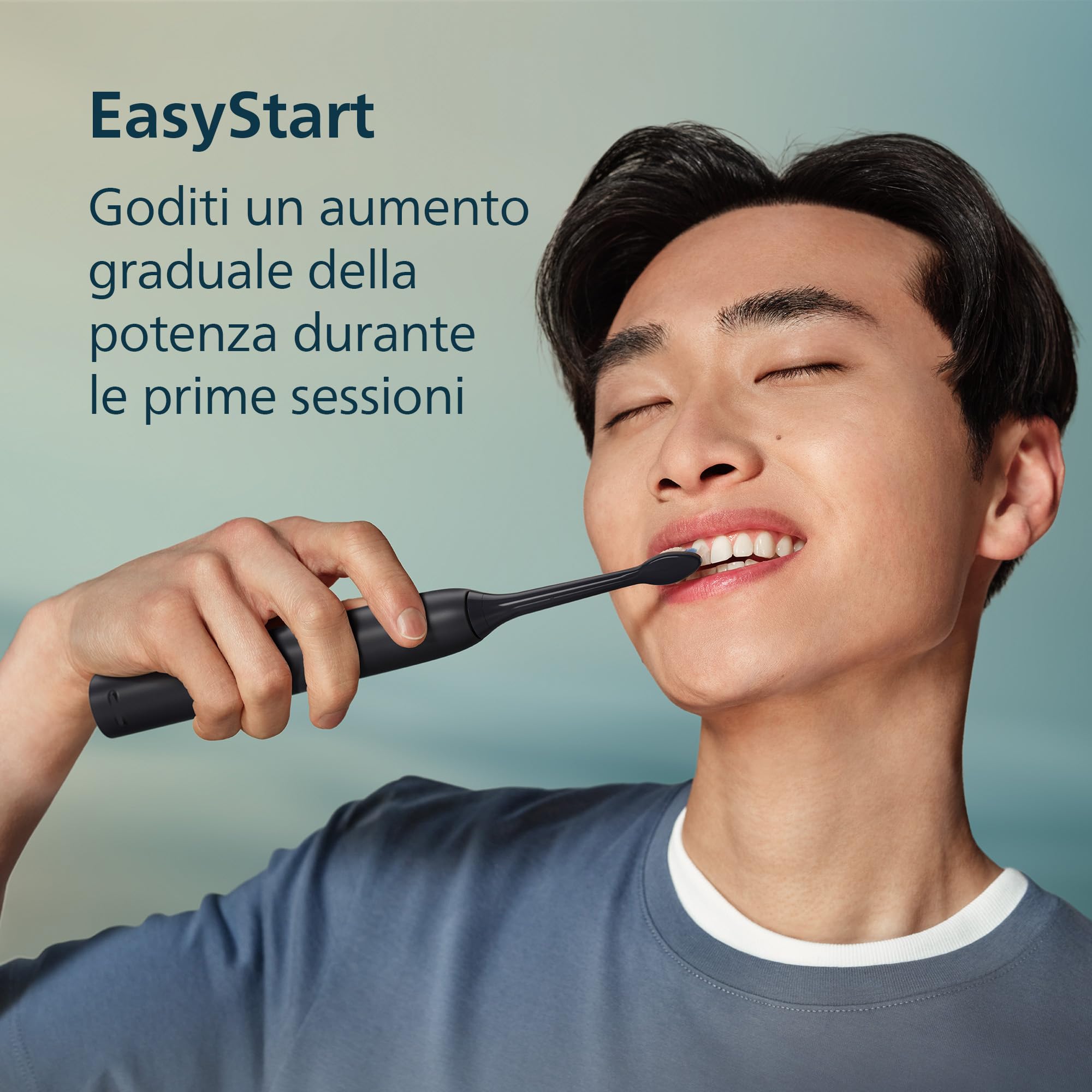 Philips Sonicare Serie 4100 - Spazzolino elettrico sonico con sensore di pressione, 4 impostazioni, EasyStart, SmarTimer, autonomia 21 giorni, custodia, nero, HX4046/52, [Nuovo]