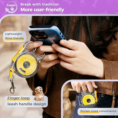 Miniatura 5 de Correa retráctil de 10 pies para perros pequeños, cachorros y gatos, 360 sin enredos, freno con una sola mano, aplicable a mascotas de tamaño pequeño