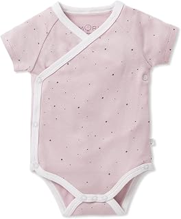 Baby - Unisex Kimono Bodysuit - Short Sleeve-Organic Cotton and Bamboo - Breathable Infant Wrap-Style Bodysuit with Safe Nickel-Free Poppers