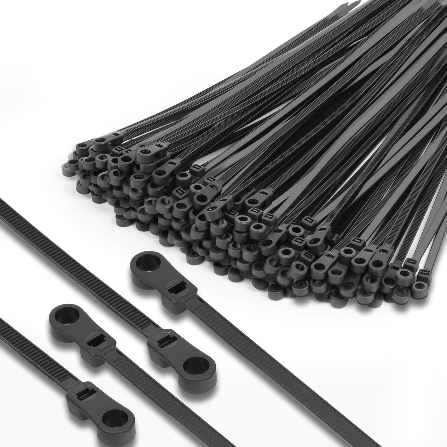 BethTie 200 Pcs Heavy Duty 12inch 120lbs Screw Mounting Cable Ties, Durable Nylon Ties with Pre-drilled Holes for Safe Management - Perfect for a variety of uses
