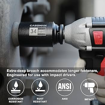 CASOMAN large socket set 1/2- Inch Drive Deep Spindle Axle