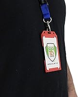 Vista 29 de 5 Pack - Red Hard Plastic Badge Holder Vertical - Side Load 2 Card Protector - Multiple Card ID Badge Holders - Heavy Duty Rigid/Hard Plastic by