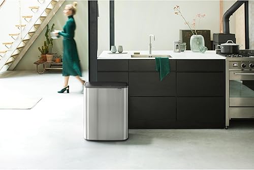 Vista 146 de Brabantia Bo - Cubo de basura – 1 cubo interior de 9.5 galones (acero mate FPP) cubo de basura para residuos/reciclaje, compartimento extraíble +