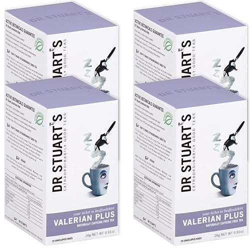 Dr. Stuart's Valerian Plus - Bolsas de té  Paquete de 4  0.92 oz (15 bolsitas de té)  Mezcla de hierbas premium para relajación y apoyo para el disponible en Yaxa Venezuela