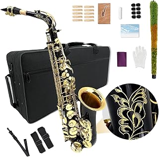 Alto saxophone for beginners adult E Flat Saxophone Beginner Kit with Mouthpiece, Carrying Case, Straps, 10Reeds