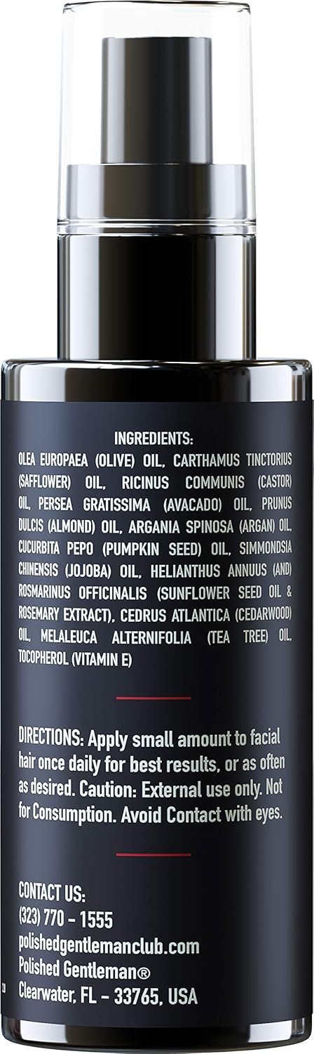 Beard Growth Oil for Men with Cedarwood and Tea Tree Oil - Easy Beard Dispenser and Pump for Mens Beard Care - Sulfate Free Beard Softener - Thickening Beard Exfoliator for Men (2oz)