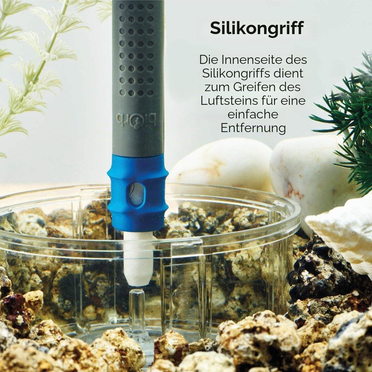 biOrb 55249 Multi-Reiniger, blau - Aquarium Pflegemittel aus Silikon, Luftsäulenreiniger für schonende Reinigung von Acryl-Glas