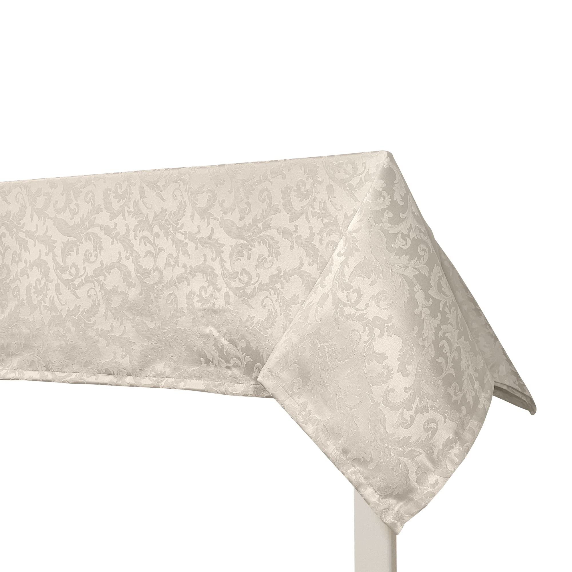 Giovanni Dolcinotti Nappe rectangulaire de Noël 140 x 280 cm Jacquard Damas - 12 Places - 100% fabriqué en Italie - Couleur Ivoire
