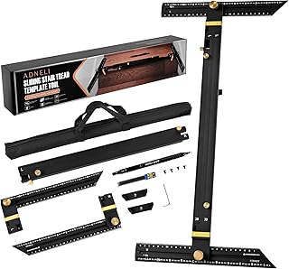 Stair Tread Template Tool (Black with stabilizing Blocks) Stair Tread Measuring Tool - Stair Tread Jig - Stair Tread Gauge - Modern Stair Template Tool