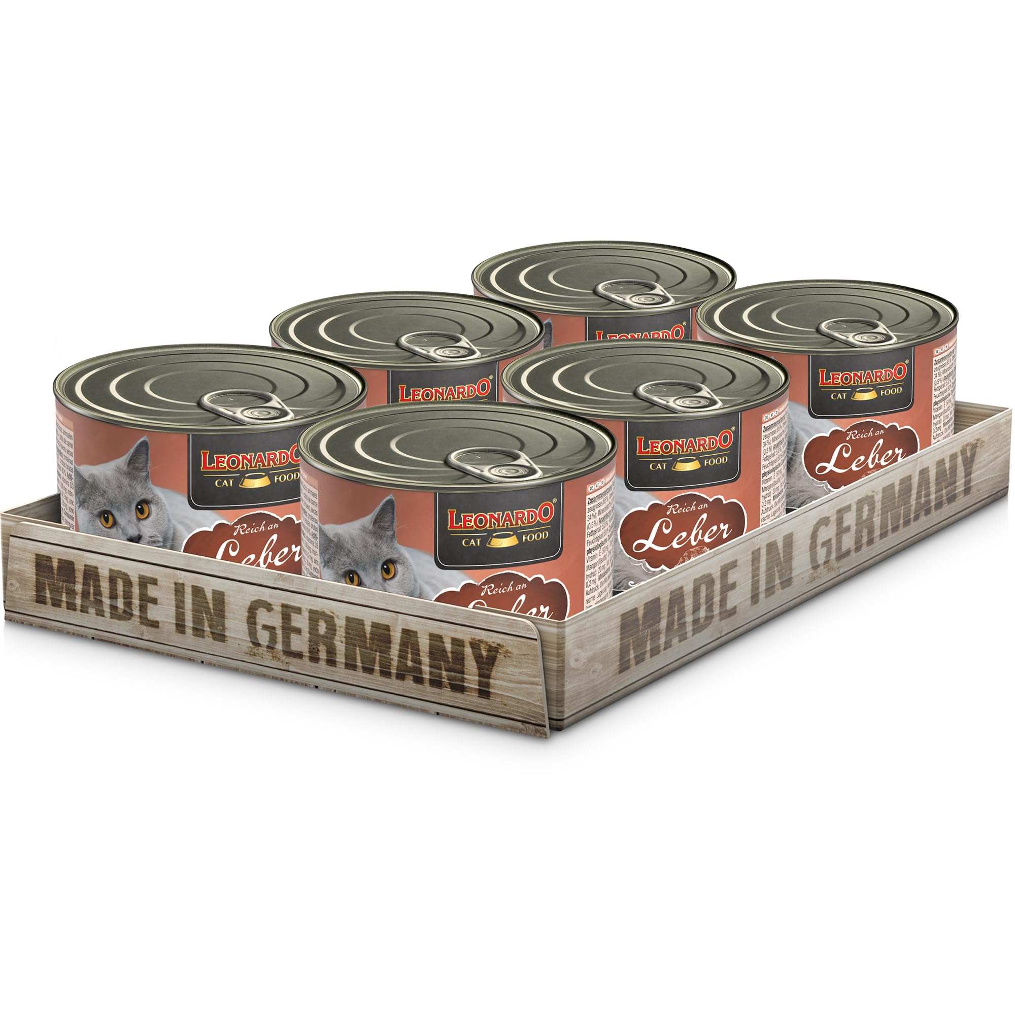 LEONARDO Nassfutter [6x200g Leber] | Getreidefreies Nassfutter für Katzen | Feuchtfutter Alleinfutter aus der Dose
