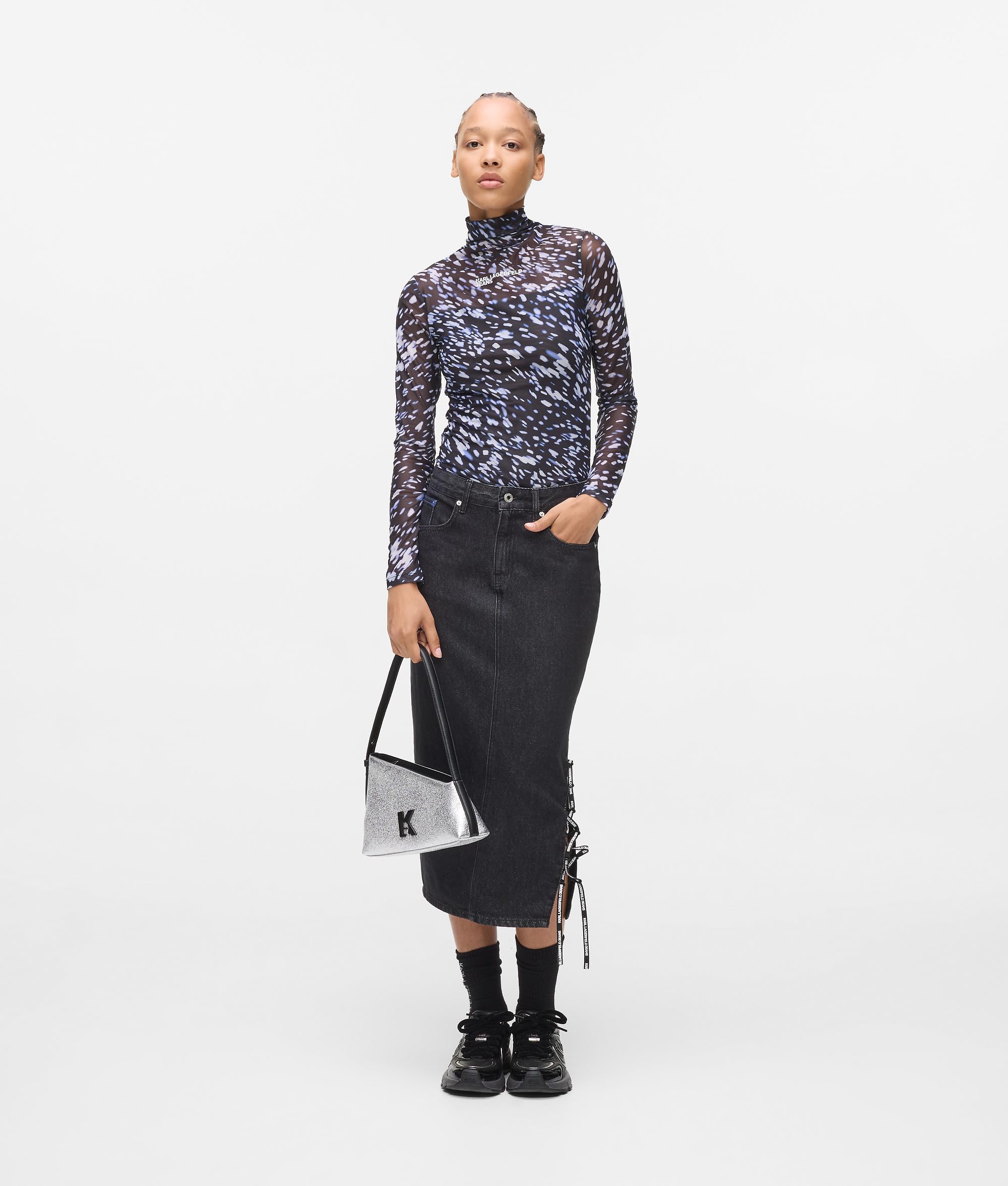 Karl Lagerfeld Jeans Damen Mesh Lights All Over Print Top