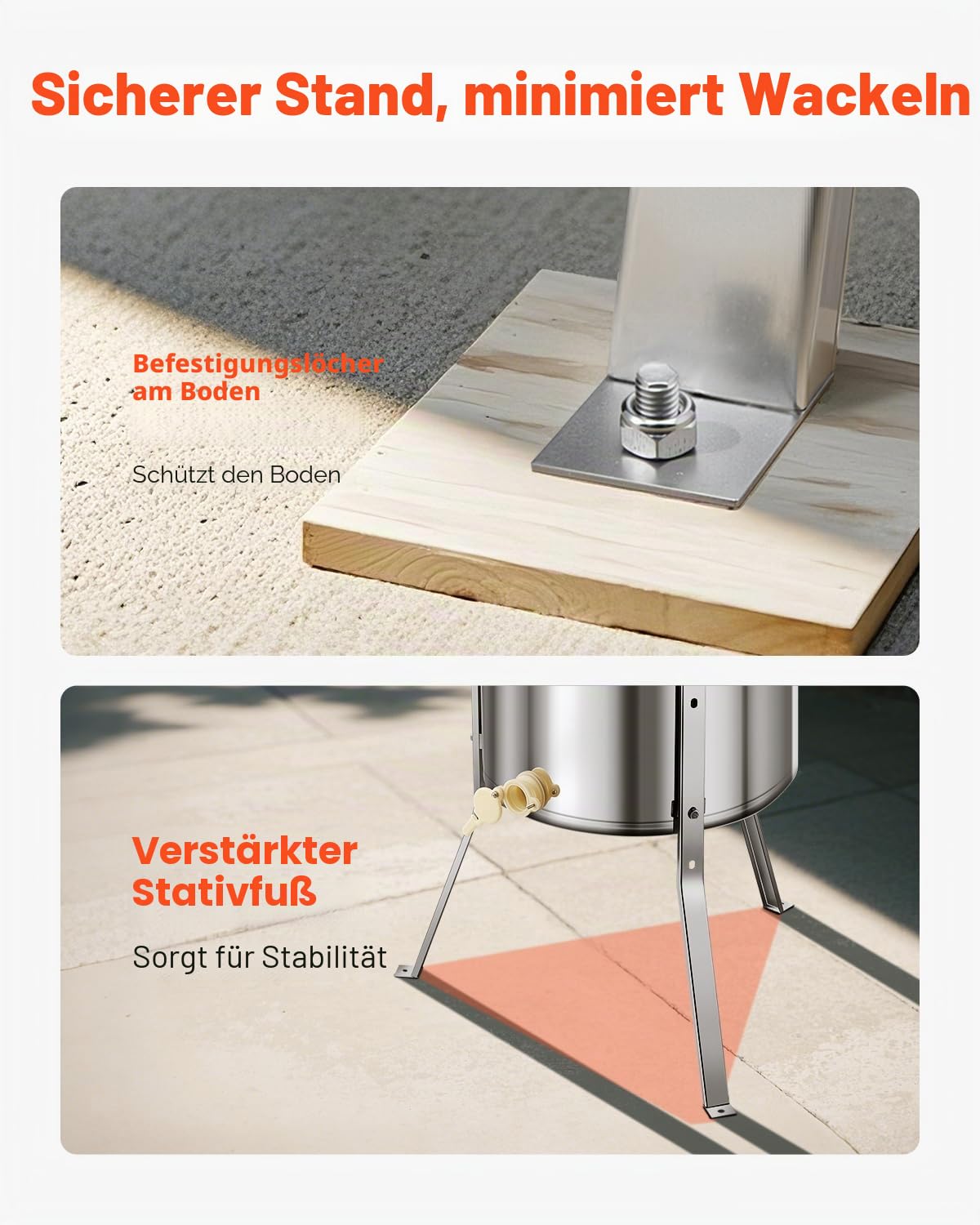 VEVOR Honigschleuder, 4/8 Rahmen, manuelle Tangentialschleuder mit transparentem Deckel, Honigextractor aus Edelstahl mit höhenverstellbarem Ständer, Wabenextraktionsgerät für Bienenzucht