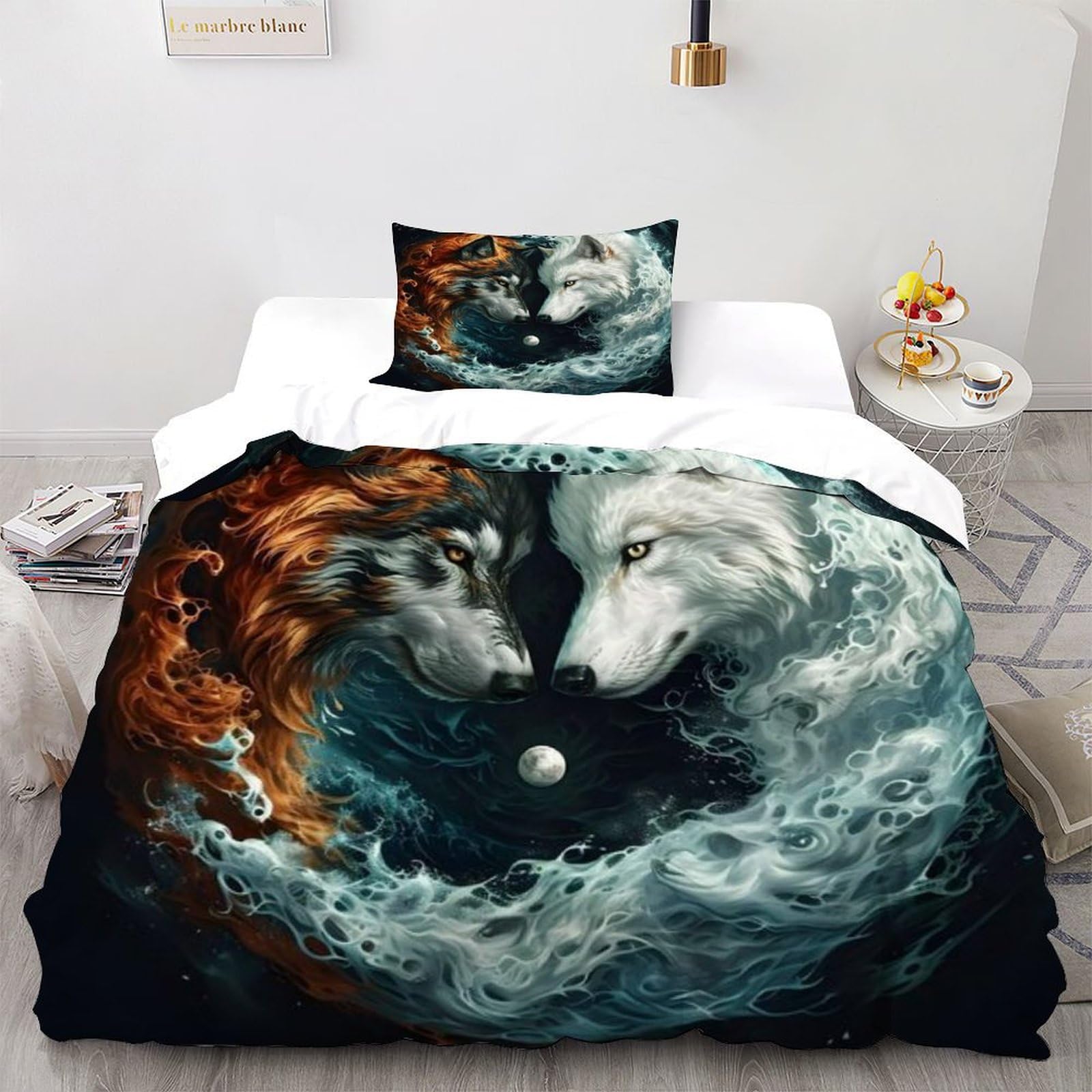 Housse de couette loup 135x200cm, le cadeau idéal pour les passionnés d'animaux sauvages