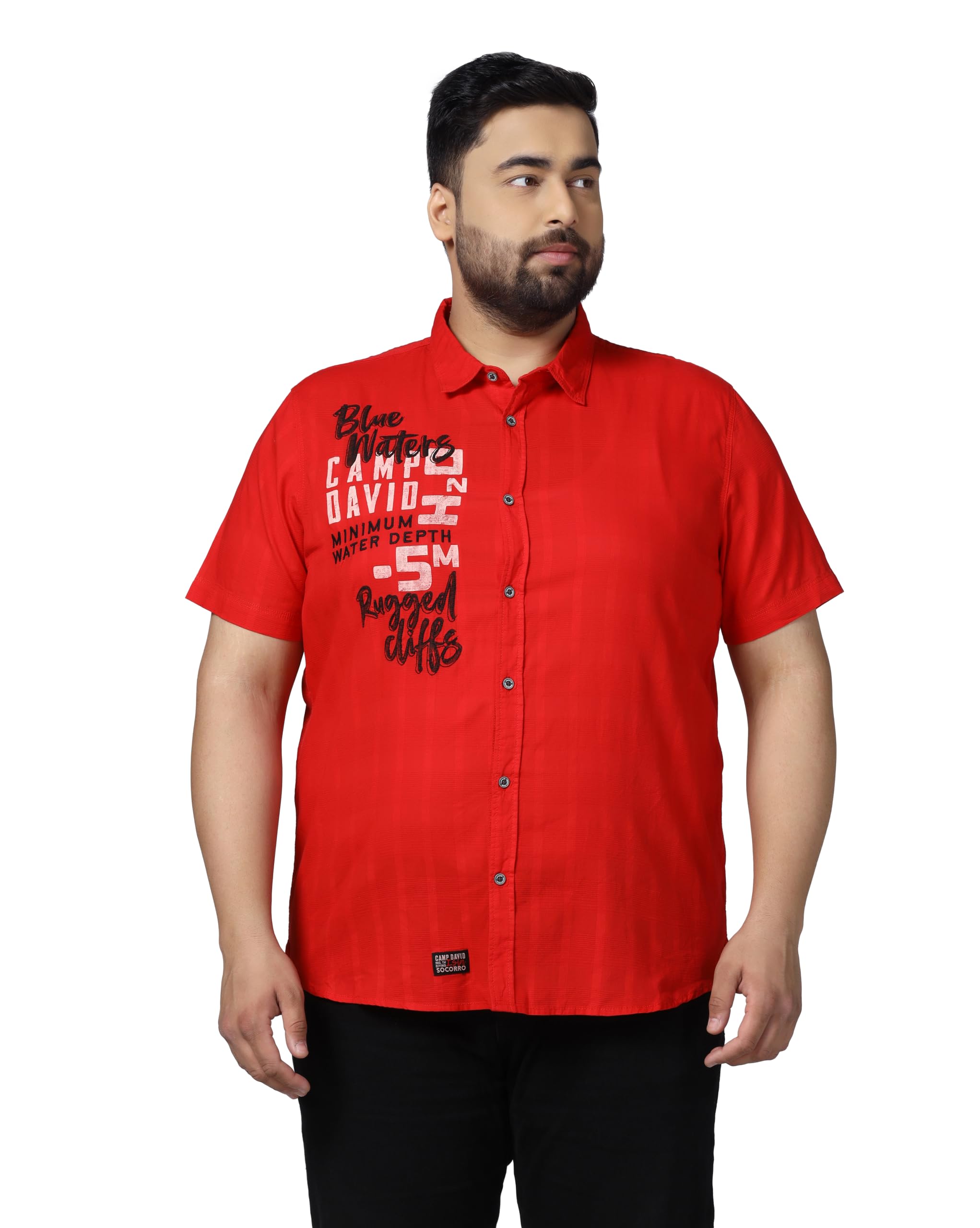 Santonio Men's Plus Size Red Graphic Print Half Sleeve Shirt (3XL