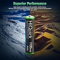 Vista 8 de HiQuick Pilas AAA recargables paquete de 8, baterías AAA triples NiMH de 1100 mAh precargadas