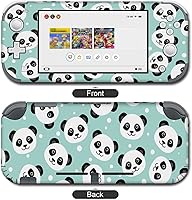 Vista 3 de Lindas calcomanías de panda de envoltura completa, calcomanías protectoras de placa frontal compatibles con Nintendo Switch