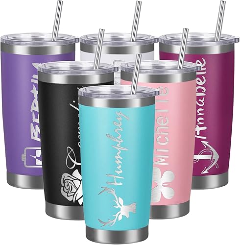 Vaso personalizado con nombre vasos de café de 20 onzas con tapa y popote de acero inoxidable lnsulado a granel para mujeres y hombres
