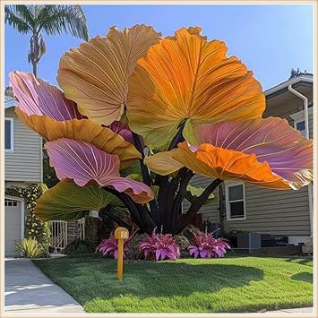 Easy to Plant/Elephant Ear Bulbs/Wedding Flowers/Alocasia Bulbs/Flowering Rhizome, Excellent Display, Good for Containers-8 Bulbs-E
