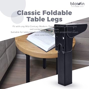 12 Inch / 30cm Folding Table Legs Metal Hairpin Furniture Feet Set, 4 PCS Foldable Laptop Table Legs Coffee Table Legs DIY Replacement Legs for Living Room Table,Bed Table,Picnic Table