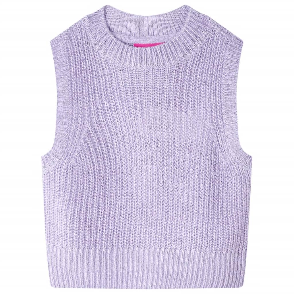Chaleco de punto para niños de color lila claro 92, material de viscosa acrílico suave, cuello redondo, lavable a máquina, cálido y cómodo para niñas y niños, uso diario