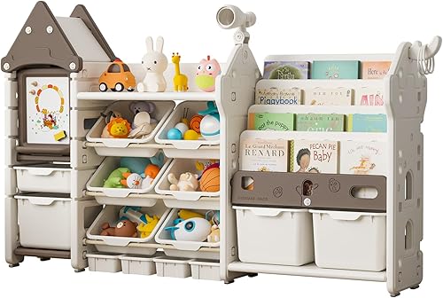 Miniatura 17 de UNICOO Organizador de almacenamiento de juguetes para niños y estantería para niños, organizador de juguetes con estantería, organizador de estante