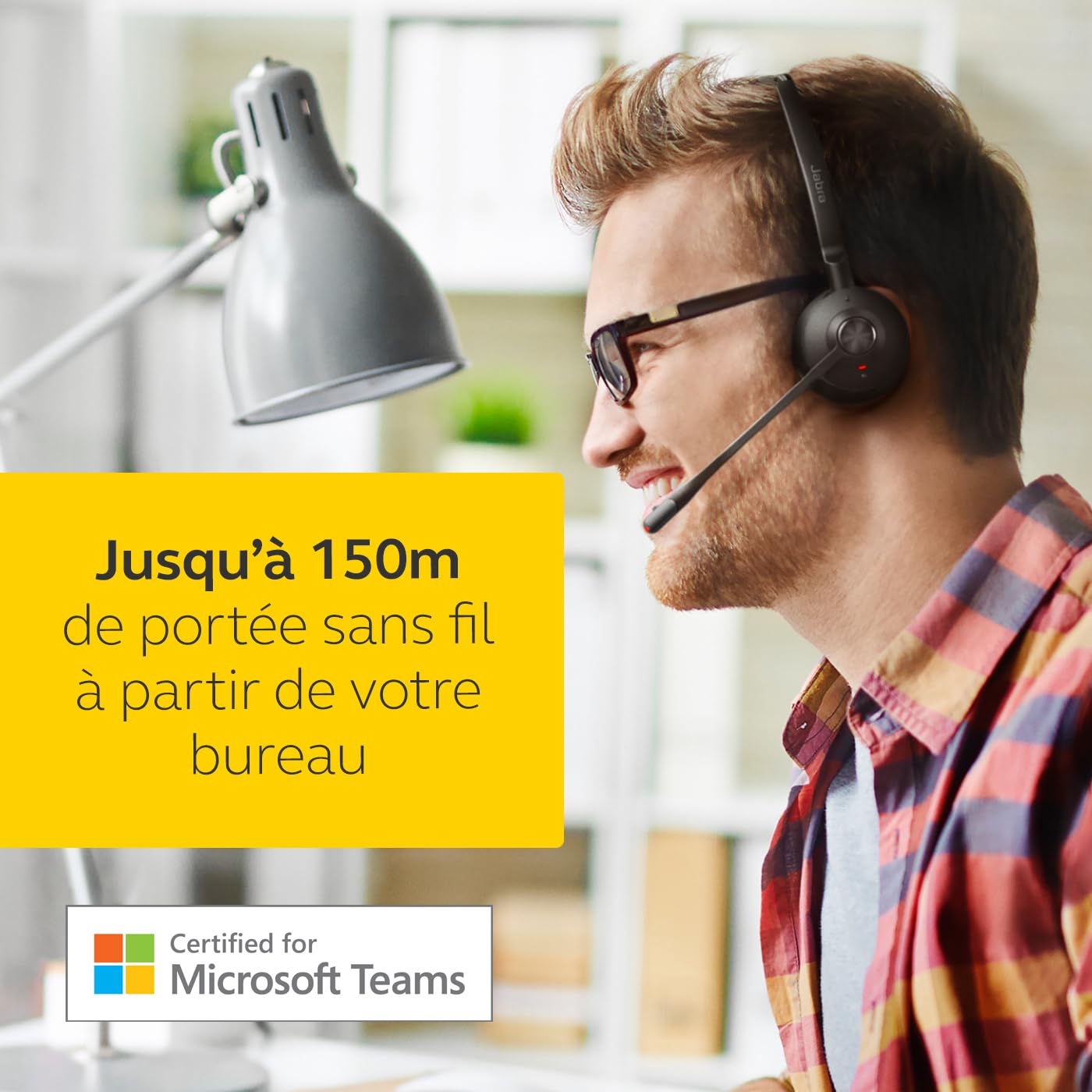Jabra Engage 65 SE Casque stéréo sans Fil Appels Professionnels, DECT Sécurité, Batterie 13 Heures, Confort, avec Base, câble USB-C, compatibilité avec Les Applications de réunion