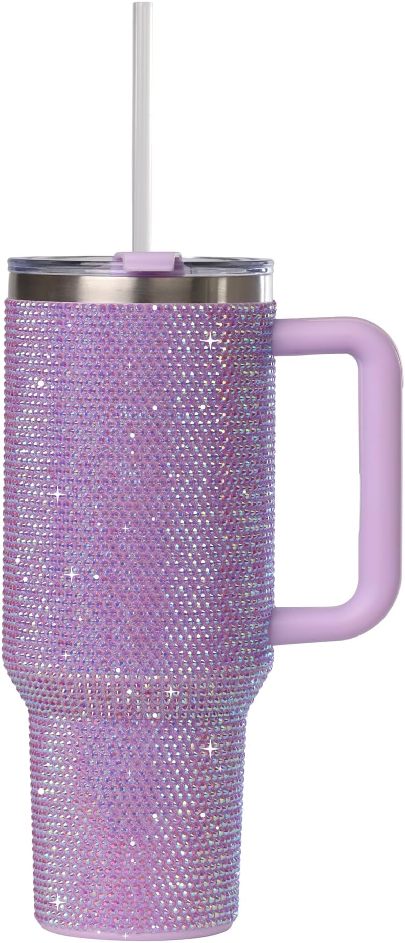 Grenada 40oz Rhinestone-Encrusted Insulated Tumbler - Premium Bling Stainless Steel Water Bottle with Handle, Double Wall Vacuum Technology, Includes Leakproof Lid and Straw