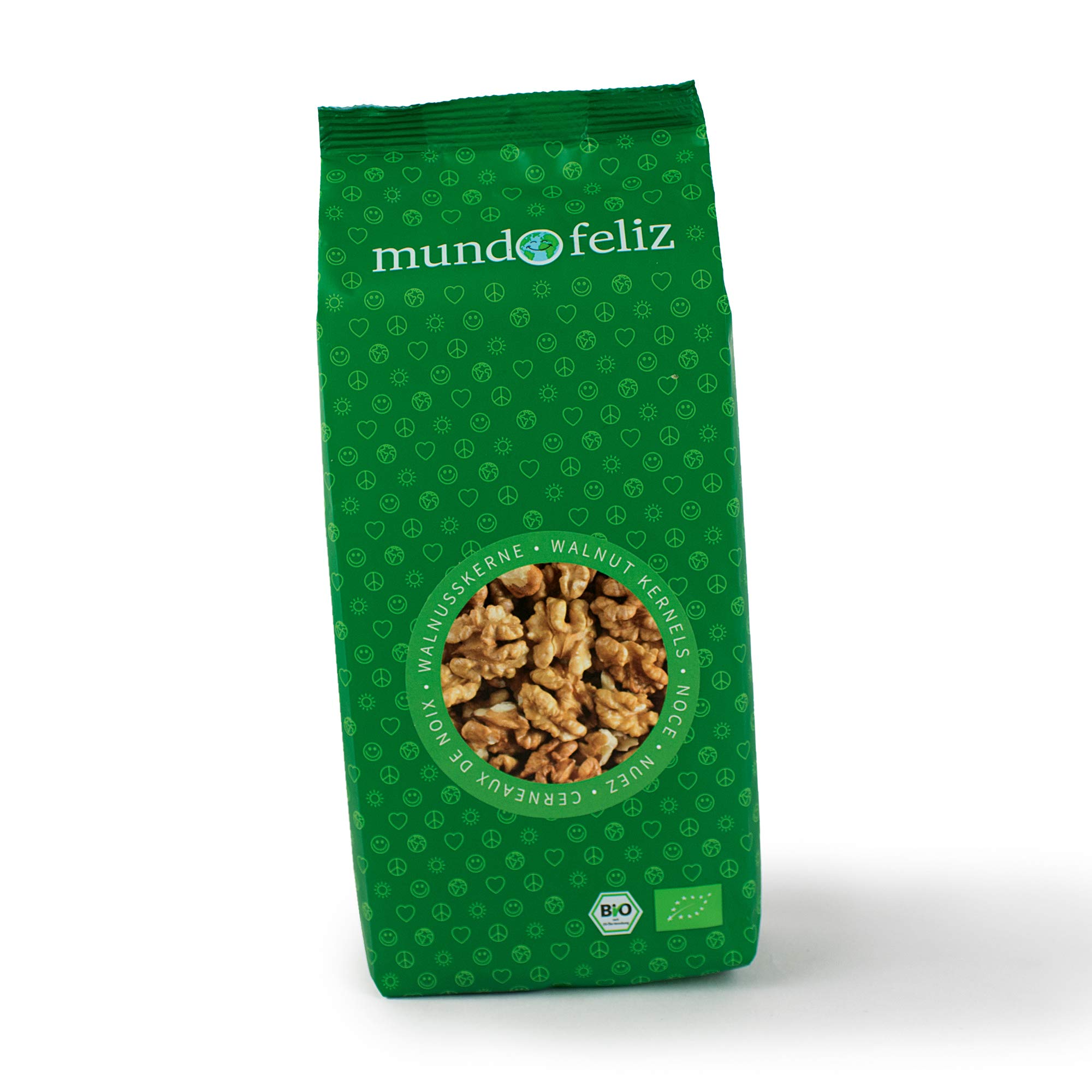 Mundo Feliz - Nueces de Brasil ecológicas enteras, 2 bolsas de 500 g & Nueces orgánicas partidas por la mitad, 3 bolsas de 300 g