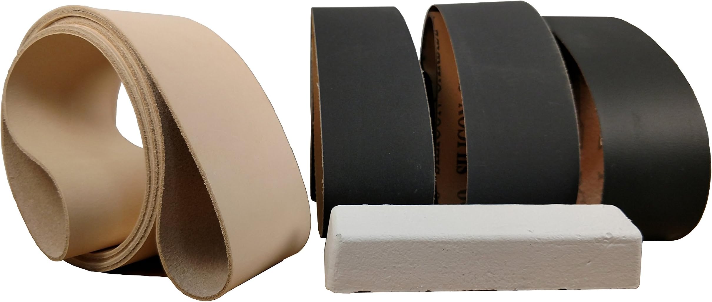 2 in. x 72 in. Assorted Sharpening Sanding Belt Kit w/ 2x72 Leather Honing & Polishing Strop Belt For 2"x72" Belt Sanders 400, 600, 1000 Grit Silicon Carbide Sharpening Sanding Belts