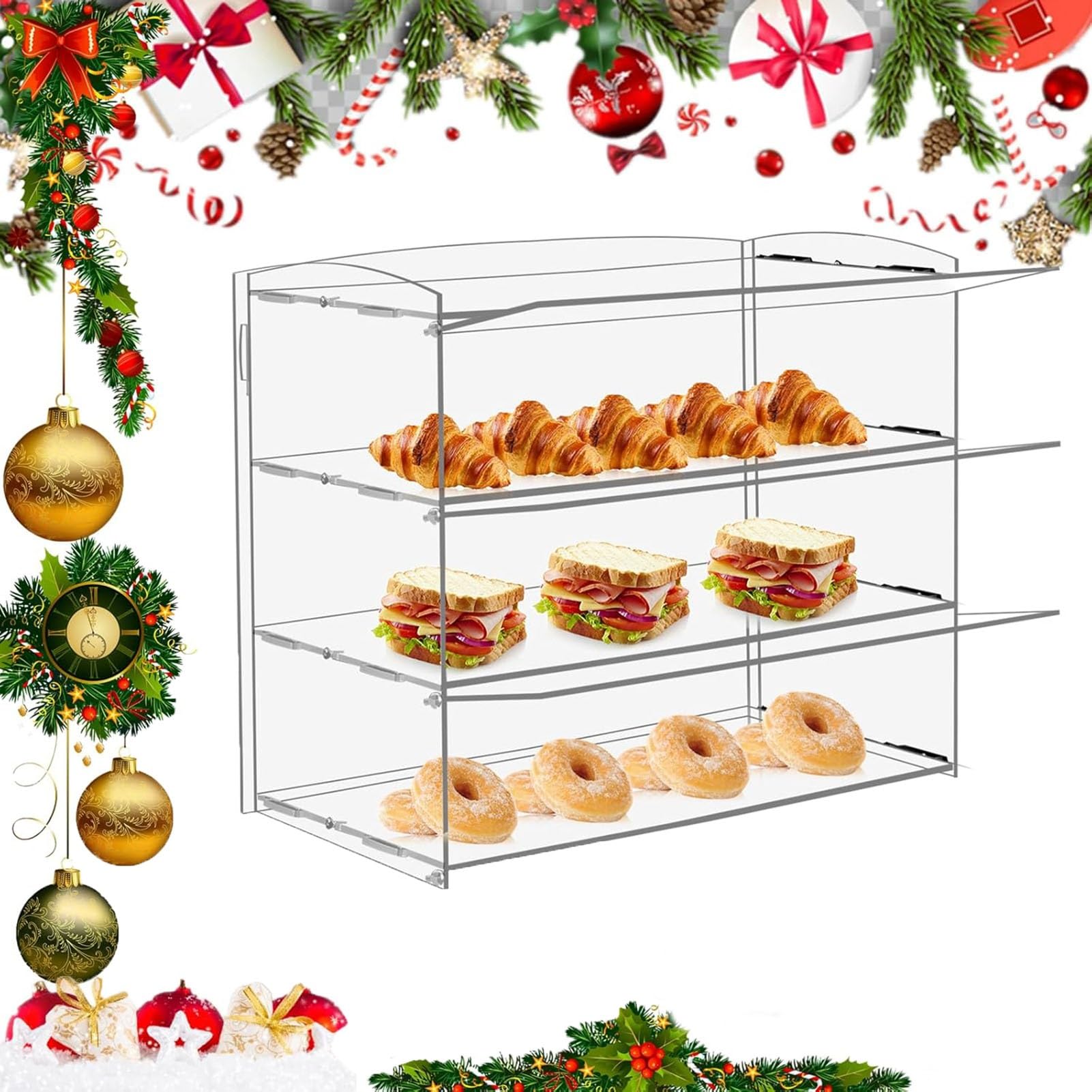 Scaffale Da Forno A 3 Livelli - Scaffale Per Panetteria, Pasticceria, Panetteria, Vetrina Da Banco, Ripiano Espositivo In Acrilico Per Ciambelle, Biscotti E Torte, Trasparente