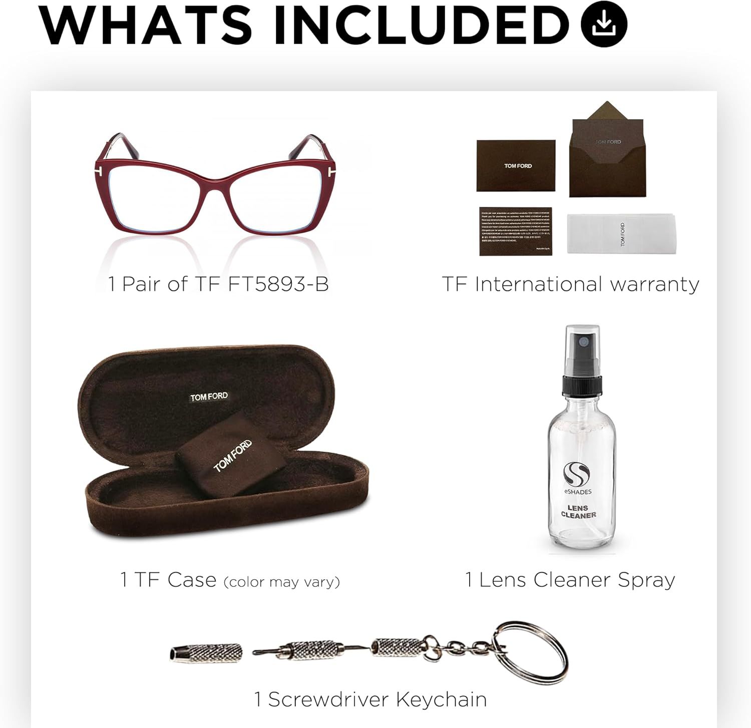 Tom Ford FT5893-B Butterfly Shape Eyeglass Frame + Bundle With eSHADES Eyewear Cleaning Kit - Image 3