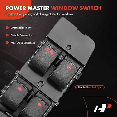 Miniatura 3 de A-Premium Master - Interruptor eléctrico de ventana compatible con Pontiac G6 2005 2006 2007 2008 2009, lado delantero izquierdo del conductor,