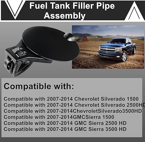 Miniatura 3 de 25871805 Conjunto de tubo de llenado de tanque de combustible con parachoques de puerta, puerta de depósito de combustible para Chevy Silverado 1500