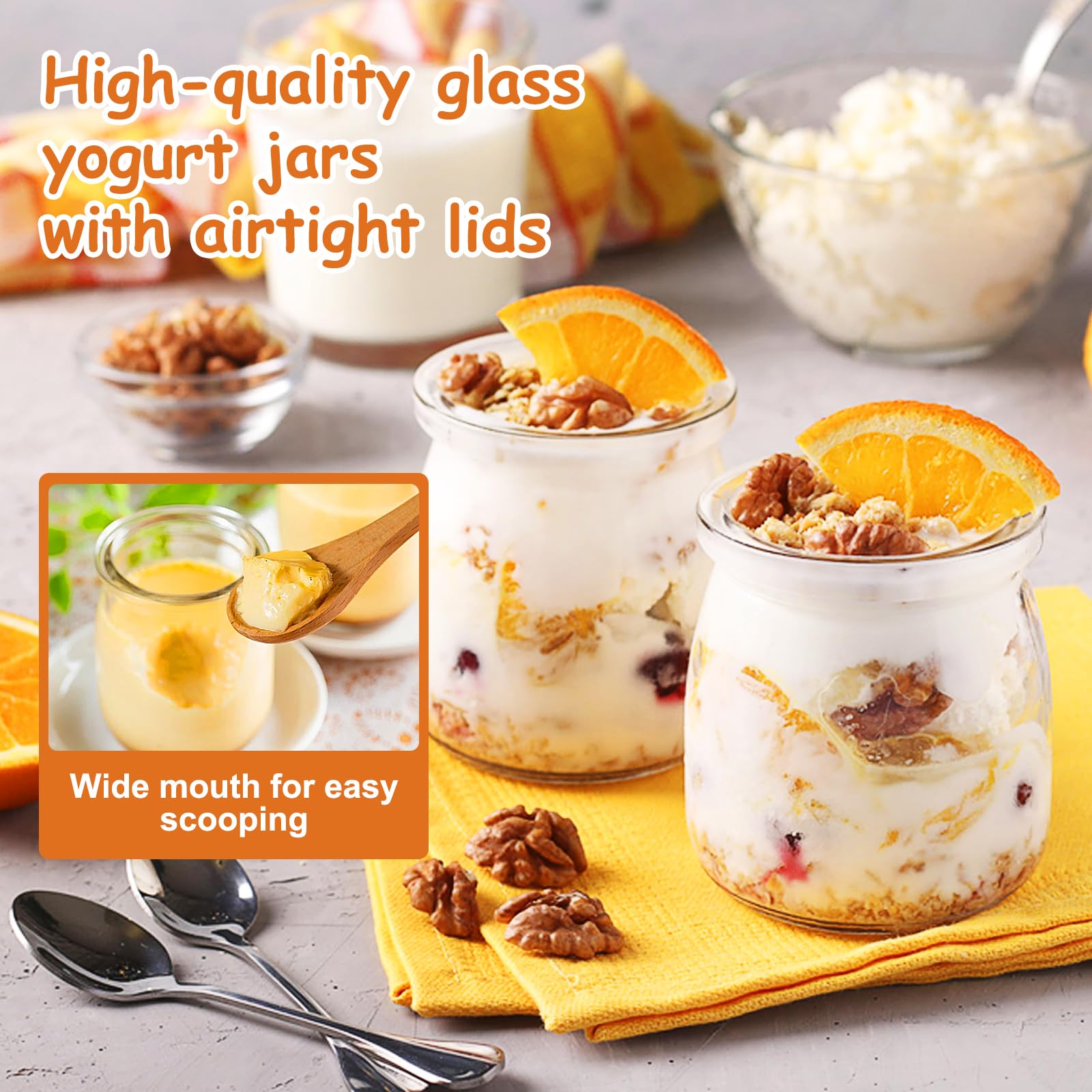 200 ml Vasetti per Yogurt con Coperchio,Confezione da 12 Bicchieri da Dessert Trasparenti In Vetro, Barattoli da Dessert con Coperchio per Gelatina,yogurt,Miele,Mousse,Dessert