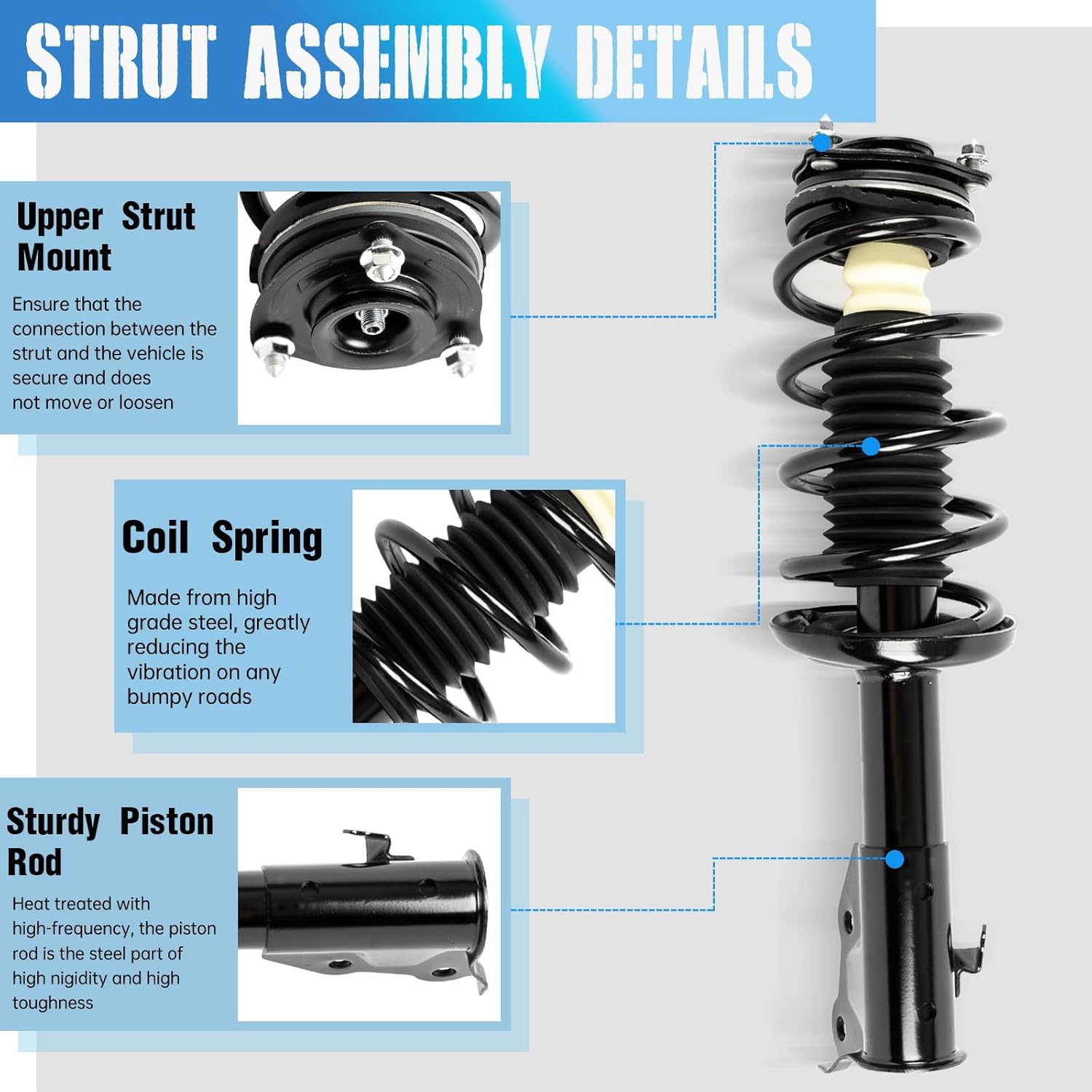 TRIBLE SIX Front Struts Assembly w/Coil Spring Shock Absorbers Replacement for Acura CSX Honda Civic 2006-2011 SEDAN CSX 172286 172287 Set of 2