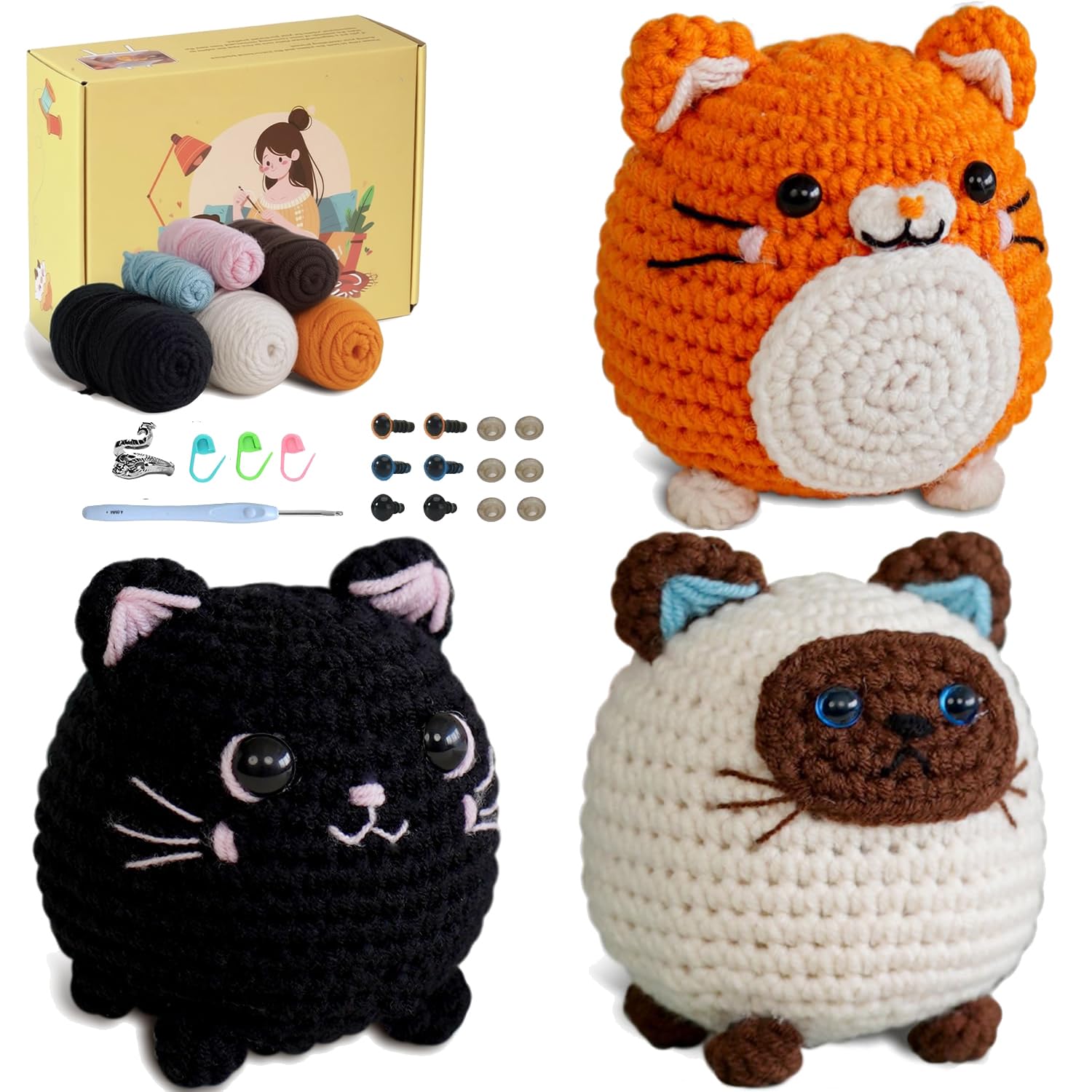 KINDLUME Kit Uncinetto, Kit Uncinetto Principianti, Uncinetto Set, Kit per Uncinetto, con Tutti i Materiali, per Relax Creativo, Idee Regalo Personalizzate, Attività Manuali Con Bambini