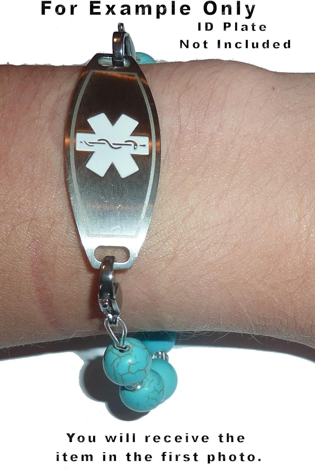 Hidden Hollow Beads Women's Silver Beaded Stretchy 6.5 or 5.5 inch long Medical Alert ID Interchangeable Replacement Bracelet, Identification Vital info tag - Image 8