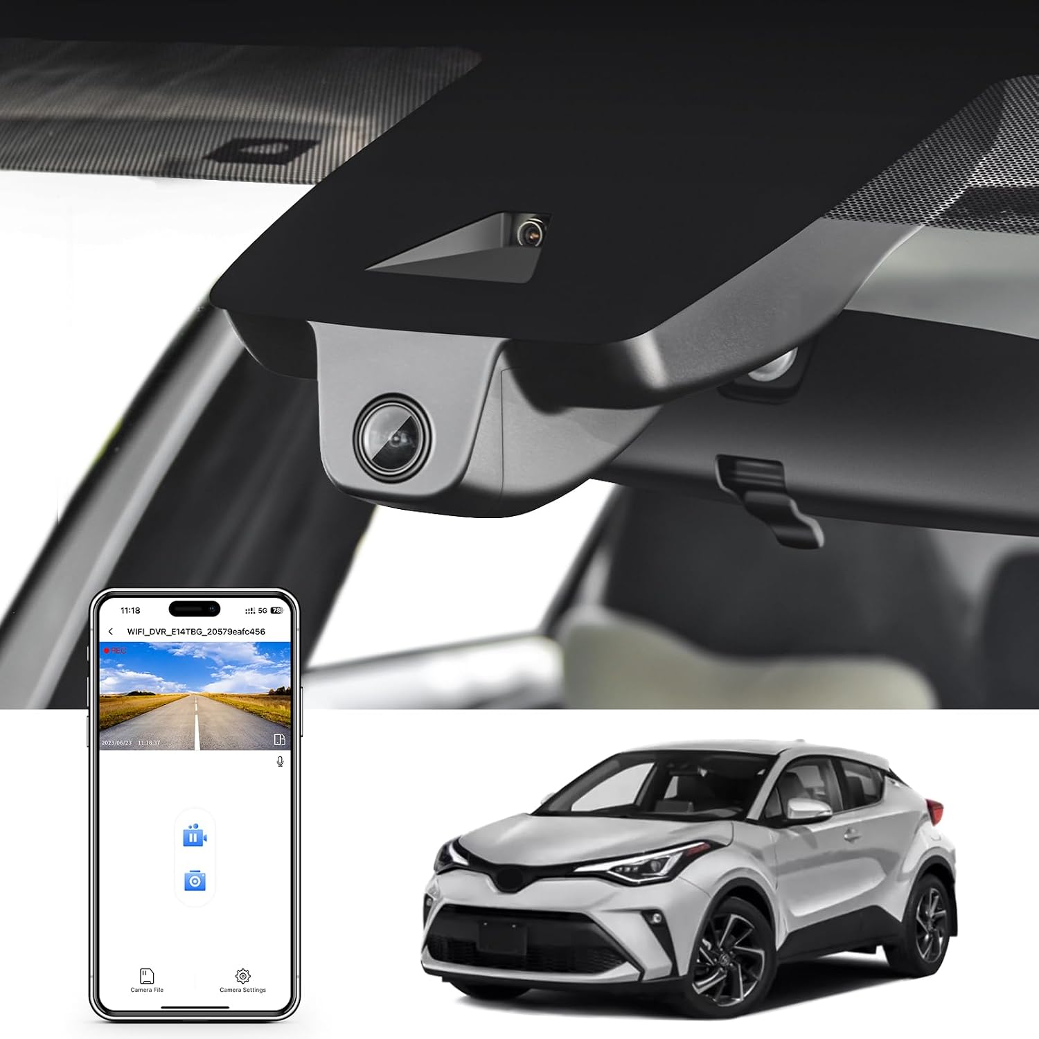 mangoal 4K Dash Cam Custom Fit for Toyota C-HR 2021 2022 LE Limited XLE Nightshade (Model A),Integrated OEM Look, 2160P UHD Video, Built-in WiFi & APP, Loop Recording, Gravity Sensor, 64GB Card