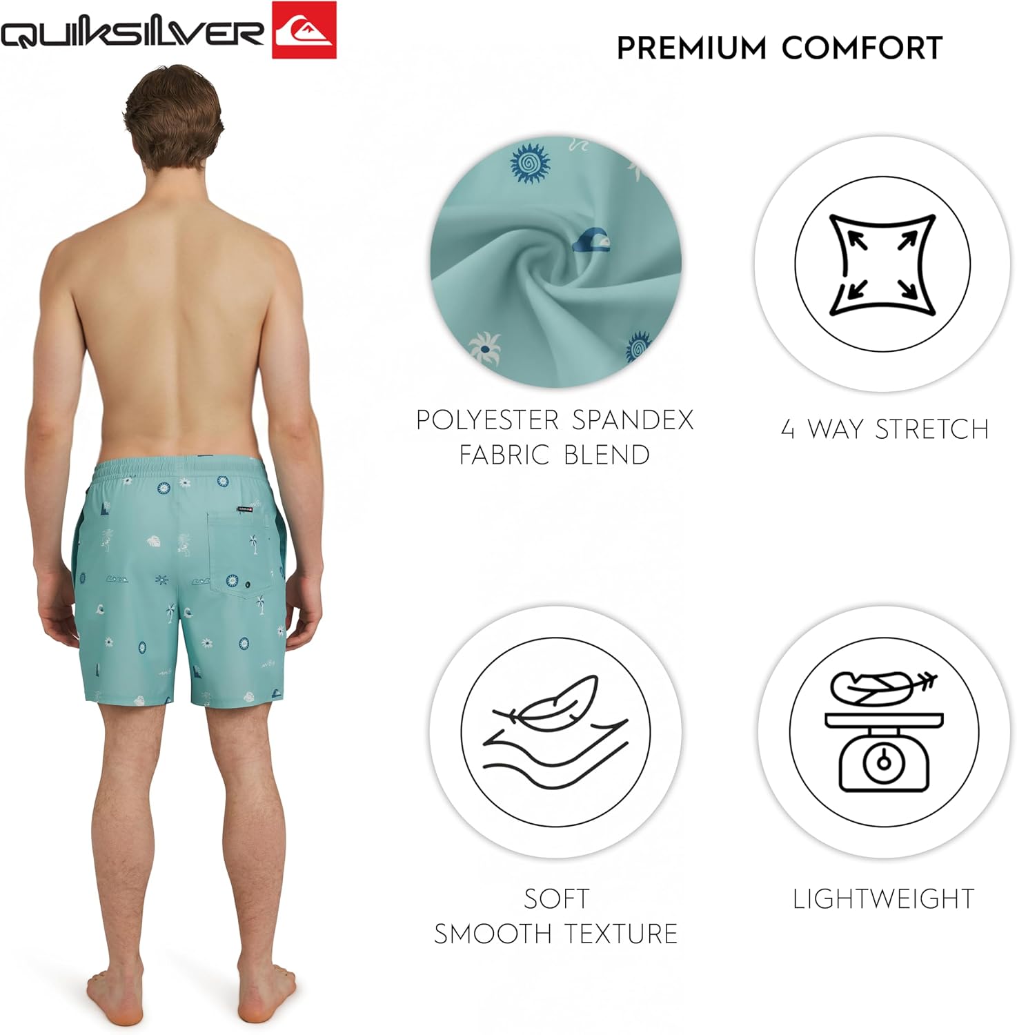 Quiksilver Men's Swimwear Regular Fit Stretchable Comfort Liner Swim Trunks (S-XXL)